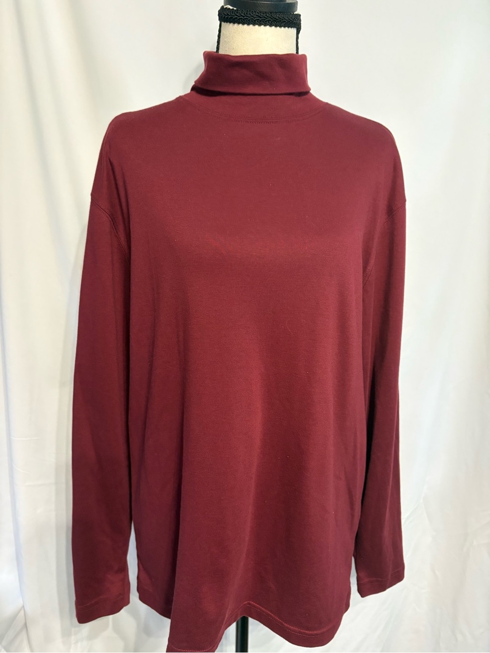Lands' End Women's Moody Maroon Long sleeved Turtleneck Top SZ 10-12 Cotton.